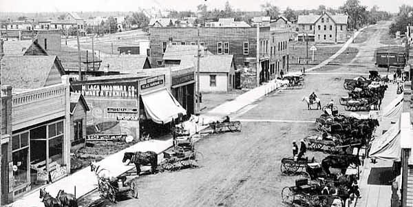 Business District, early 1900's, Milaca, Minnesota